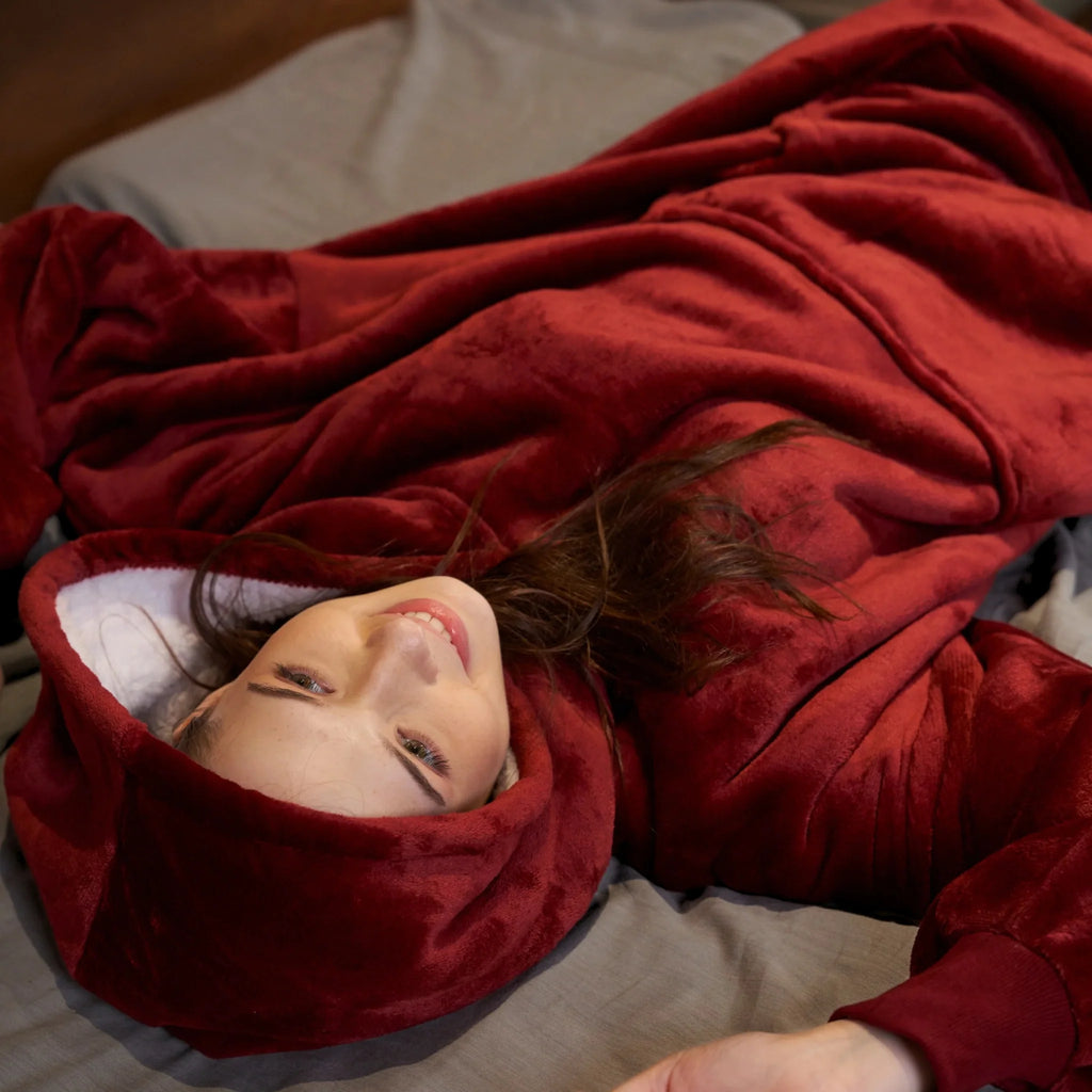 Koyu Vişne Kırmızısı - Giyilebilir Battaniye